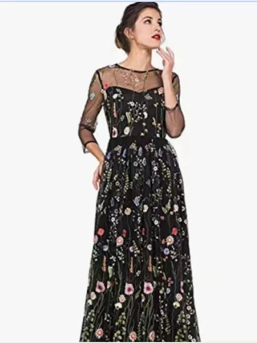 Vintage Elegant Long Sleeves Evening Dresses-Dresses-Black-US 2-Free Shipping Leatheretro