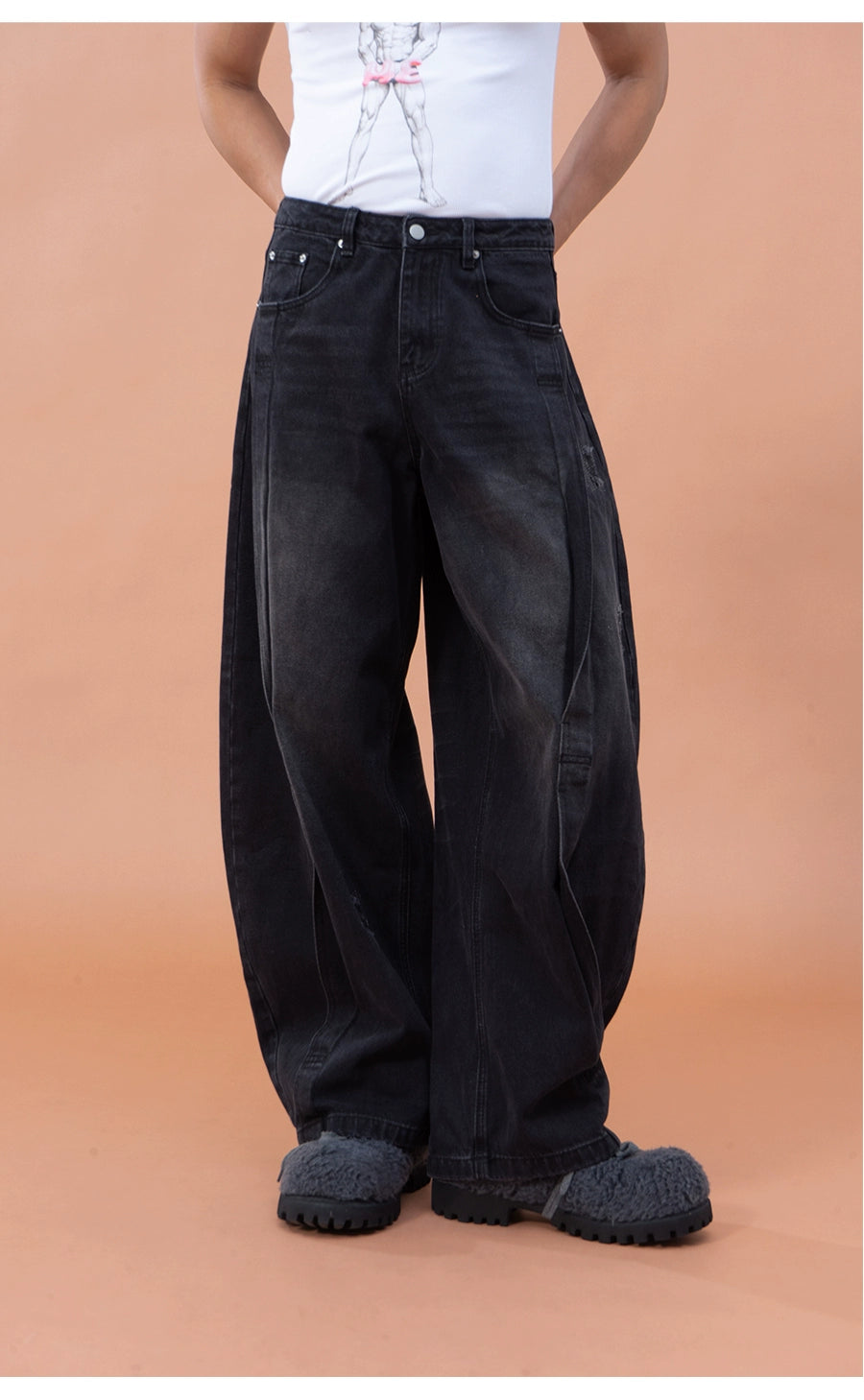 CLP Men's Distressed Cargo Jeans-Blue-M-Free Shipping Leatheretro