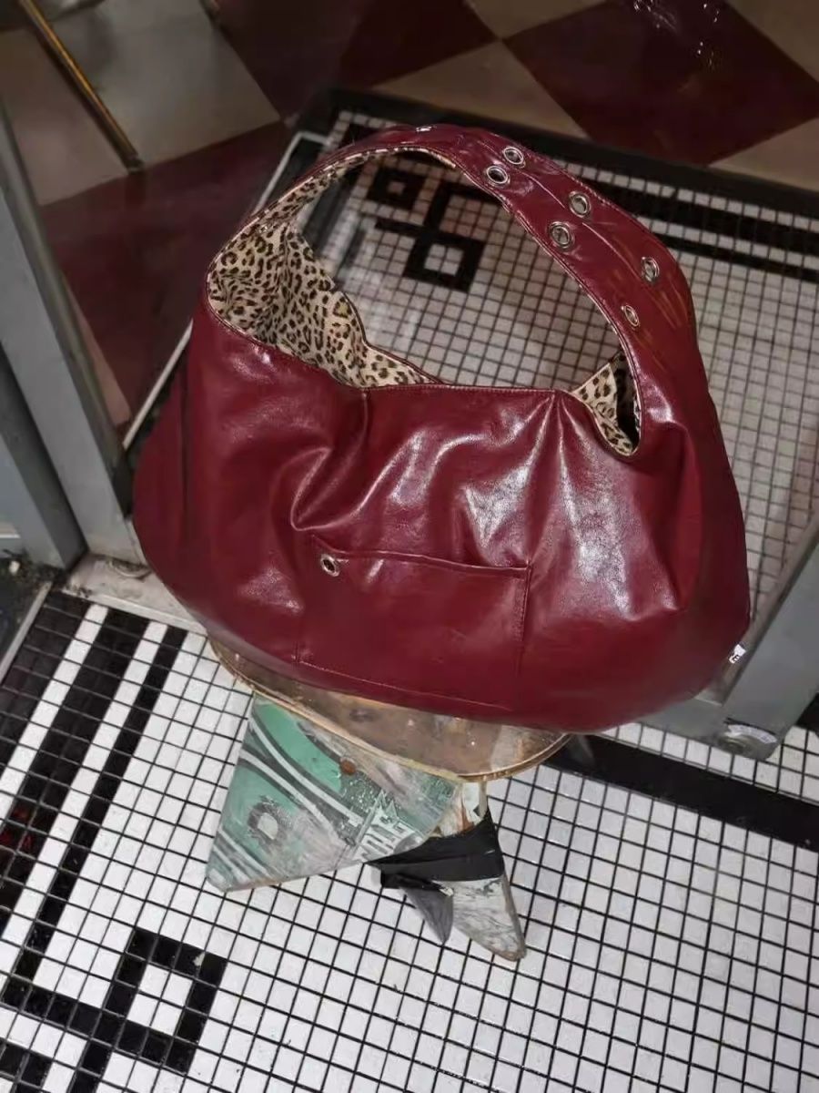Leopard Print Large Capacity Reversible Tote Bag-Wine Red-Free Shipping Leatheretro