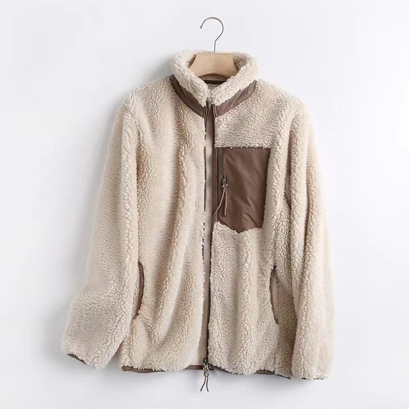 Casual Women and Men Winter Fleece Jacket Coats-Outerwear-Coffee-S-Free Shipping Leatheretro