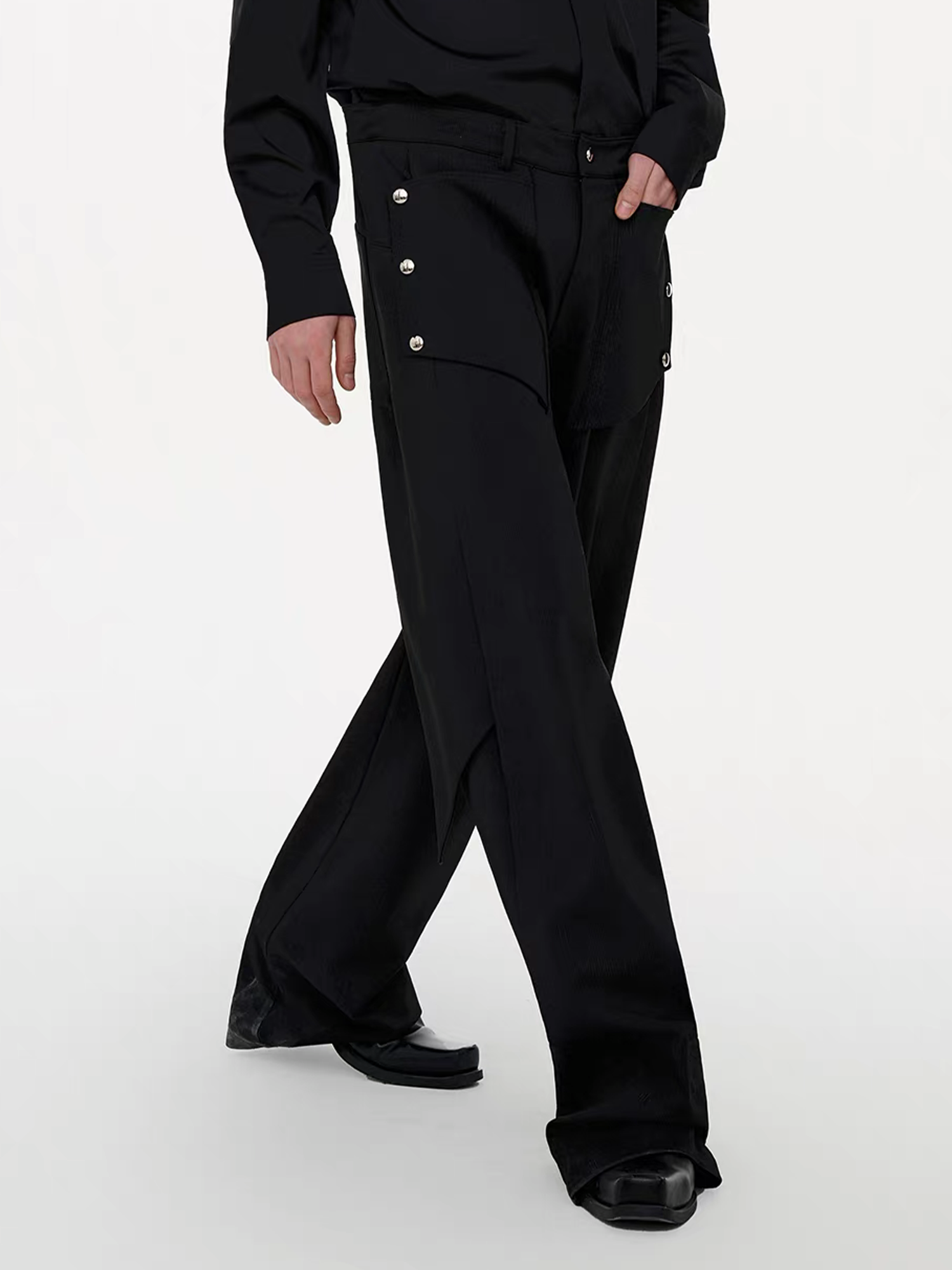 TIWILLTANG Detachable Pocket Flap Trousers-Pants-S / 28-31”-Free Shipping Leatheretro