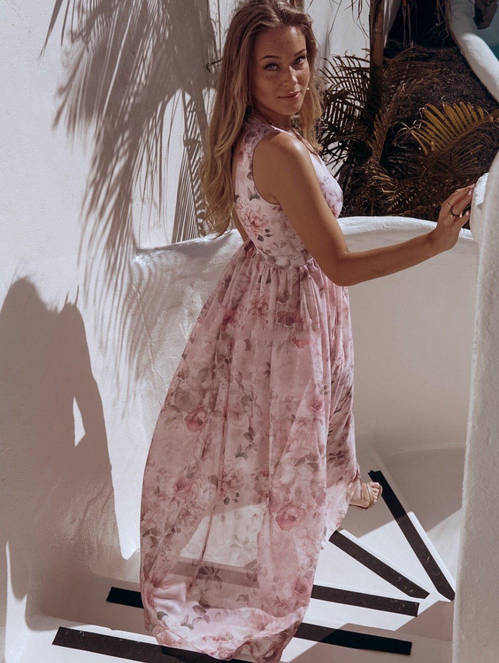 Leisure Chiffon Sleeveless Summer Long Dresses-Dresses-Pink-S-Free Shipping Leatheretro