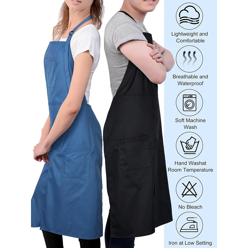 Waterproof & Oil-Resistant Polyester Apron-Apron-Black + Blue-Free Shipping Leatheretro
