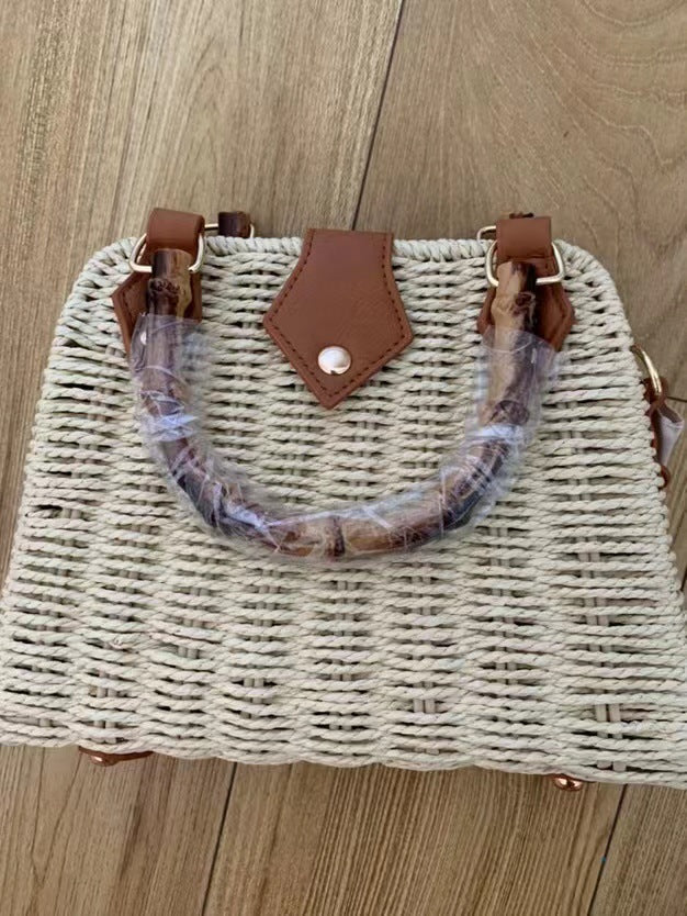 Handwoven Straw & Paper Rope Bag for Women-Ivory-Free Shipping Leatheretro