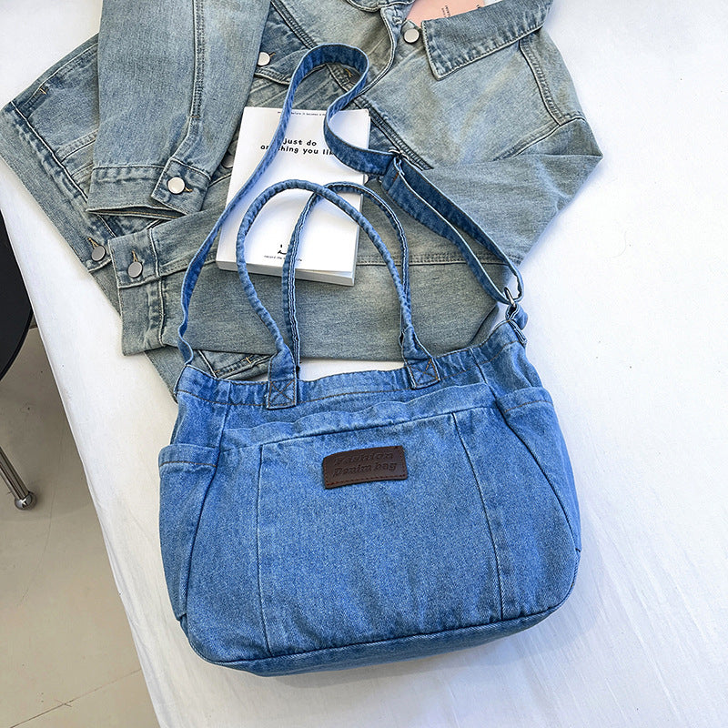 Denim Tote Bag for Women-Canvas Bag-Dark Blue-Free Shipping Leatheretro
