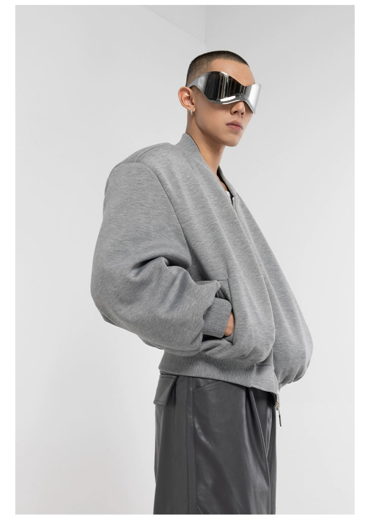 CLP Grey Baseball Collar Pilot Jacket-Gray-S-Free Shipping Leatheretro