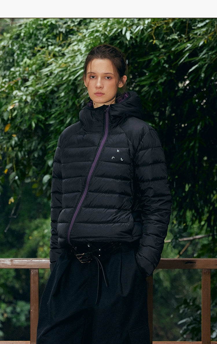 KREATE Color-Block Down Jacket with 90% White Duck Down-Black-S-Free Shipping Leatheretro