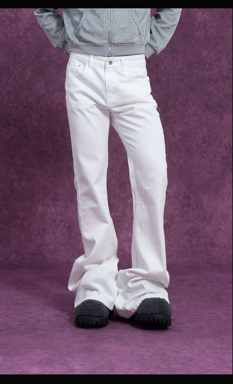 CLP Men's Extra Long Flared Denim Jeans-Black-S-Free Shipping Leatheretro