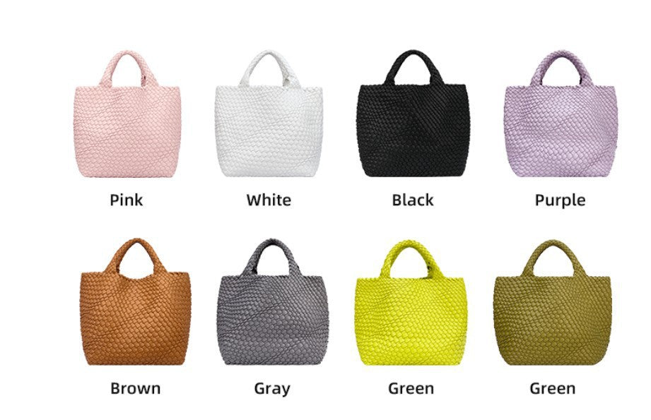 Handwoven Faux Leather Large Tote Bag for Women-Fruit green-Free Shipping Leatheretro