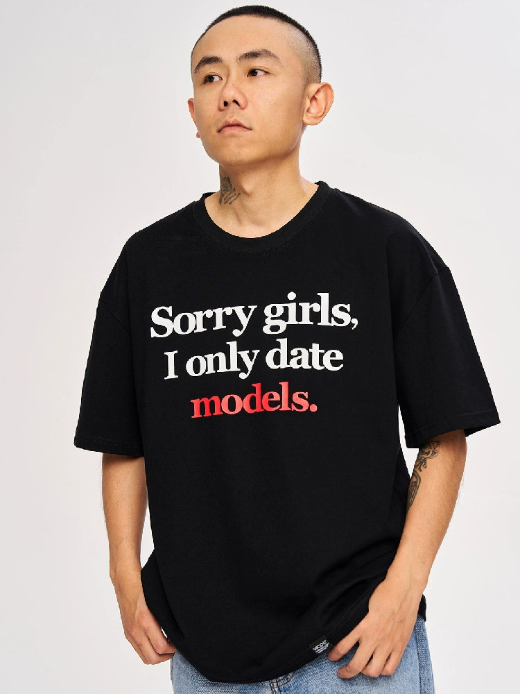 WCC Sorry Girls I Only Date Models T-Shirt-Black-M-Free Shipping Leatheretro