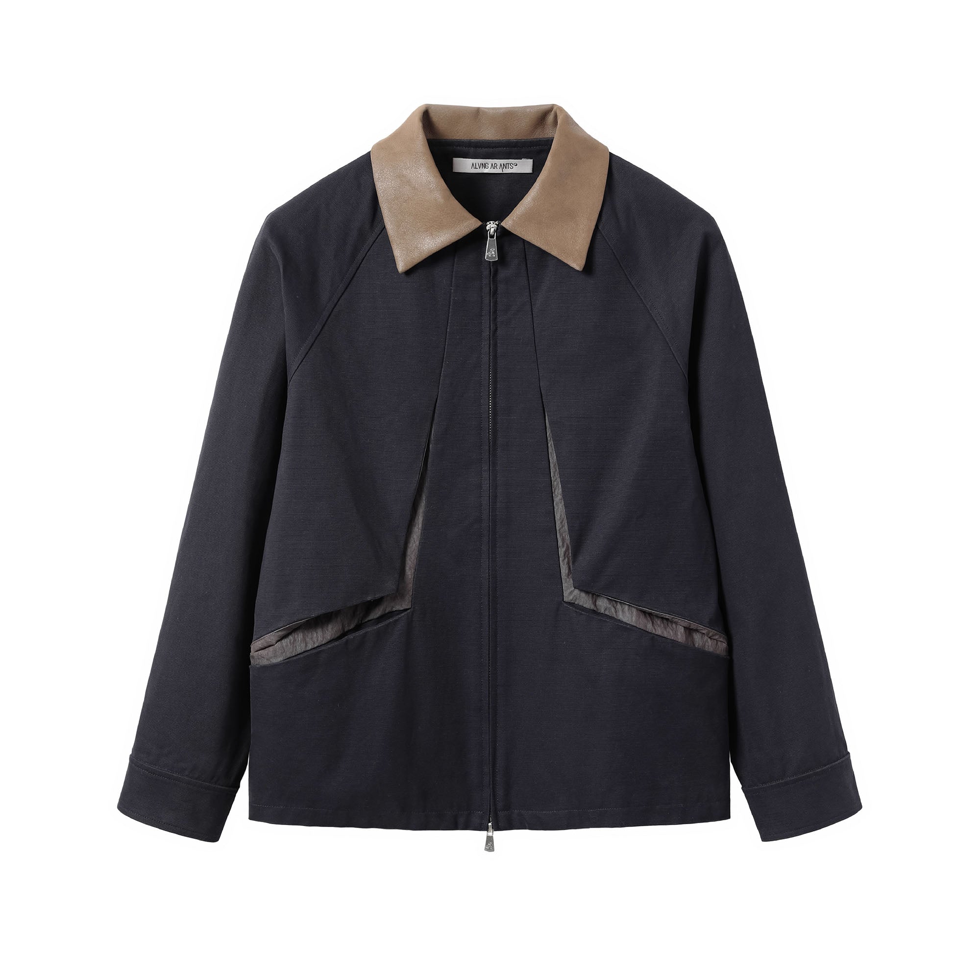 ALVNG AR ANTS Contrast Faux-Leather Collar Jacket-Jacket-S-Red-Free Shipping Leatheretro
