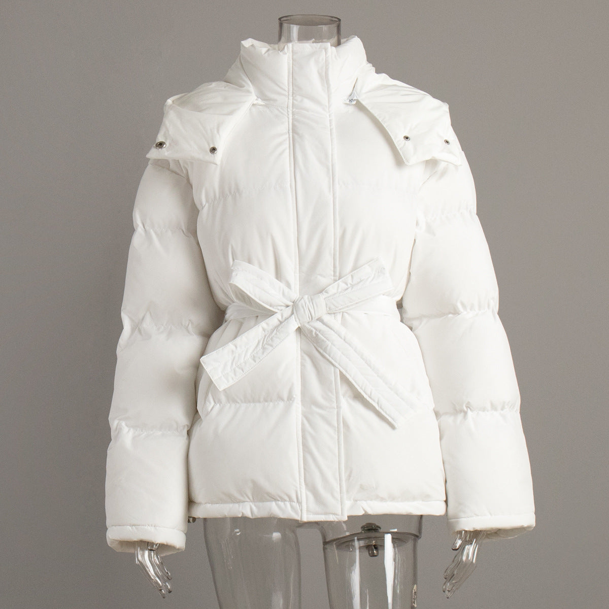 Casual Winter Zipper Cotton Jacket Coats for Women-Outerwear-White-S-Free Shipping Leatheretro