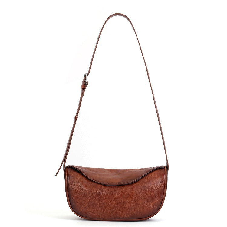 Vintage Dumpling Bag – Full-Grain Cowhide Leather Handmade Shoulder Bag-crossbody bags-Coffee-Free Shipping Leatheretro