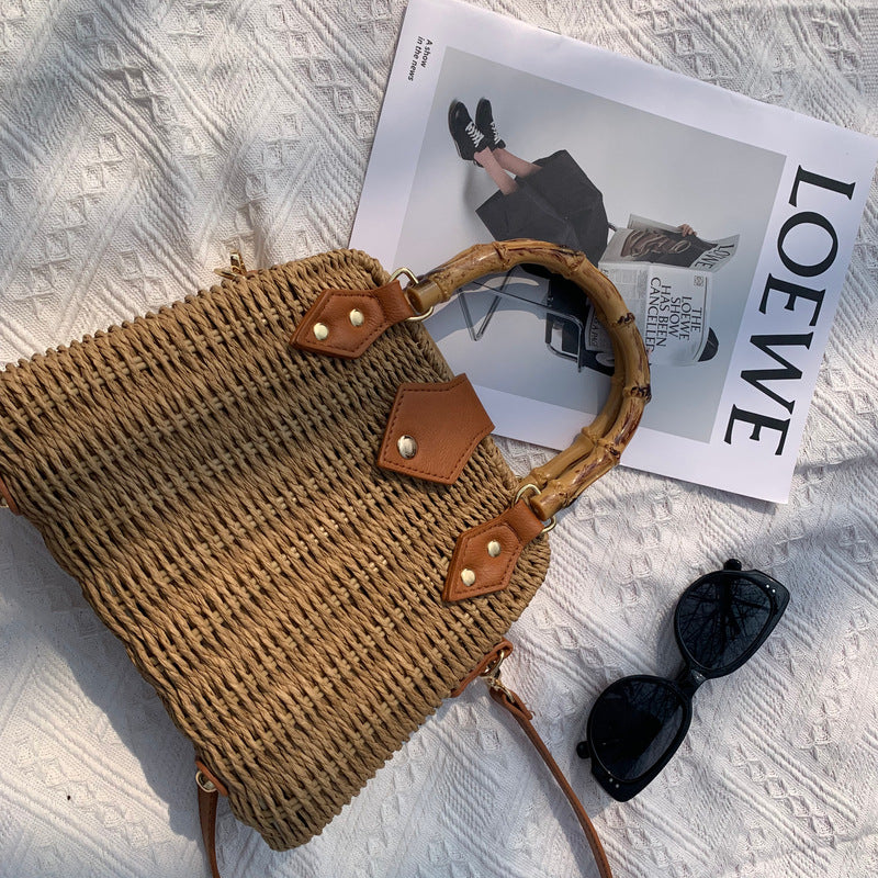 Handwoven Straw & Paper Rope Bag for Women-Khaki-Free Shipping Leatheretro