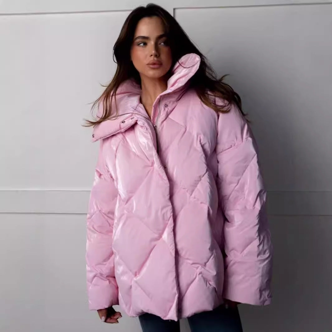 Fashion Casual Winter Cotton Jacket Coats-Outerwear-Pink-S-Free Shipping Leatheretro