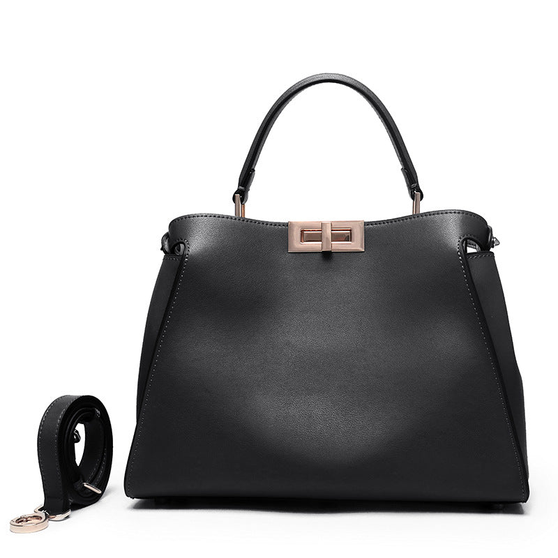 Genuine Leather Large Women’s Crossbody & Handbag-Handbags-Black King Size 39-Free Shipping Leatheretro