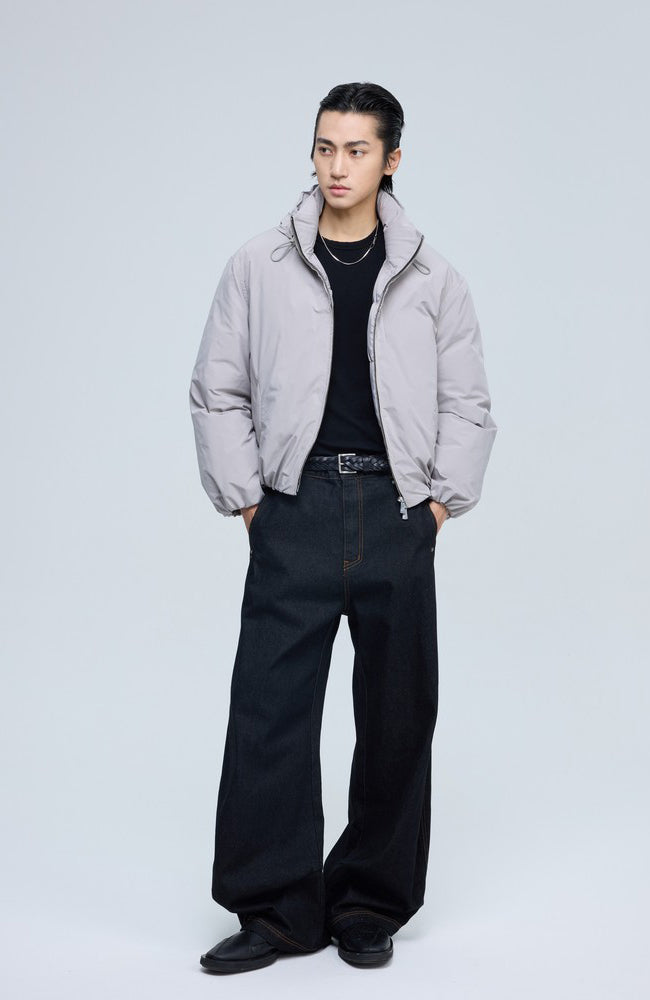 ALVNG AR ANTS Classic Detachable Hood Puffer Jacket-Jacket-S (Preorder)-Light Gray-Free Shipping Leatheretro