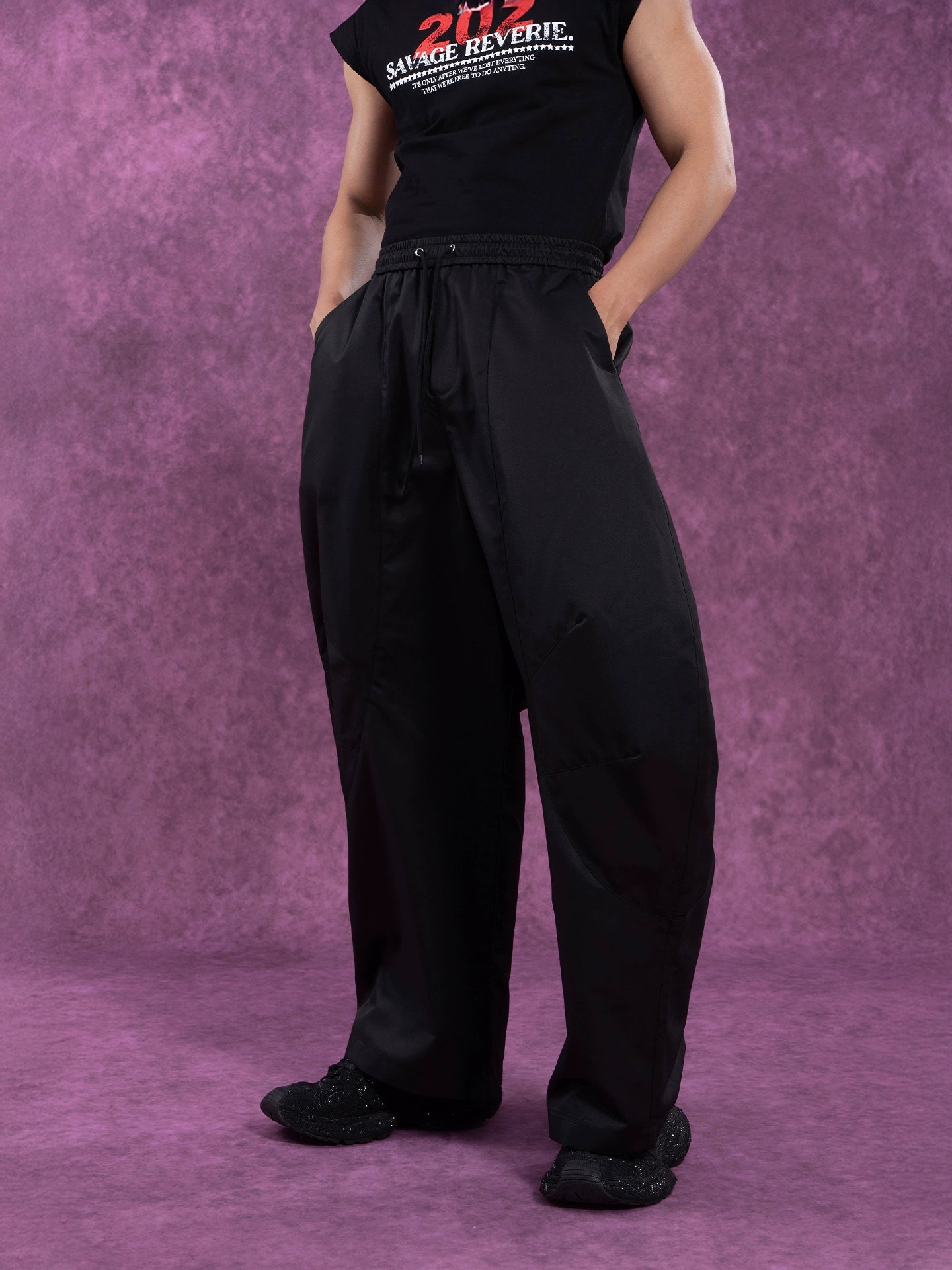 CLP Men's Wide Leg Cargo Joggers-White-M-Free Shipping Leatheretro