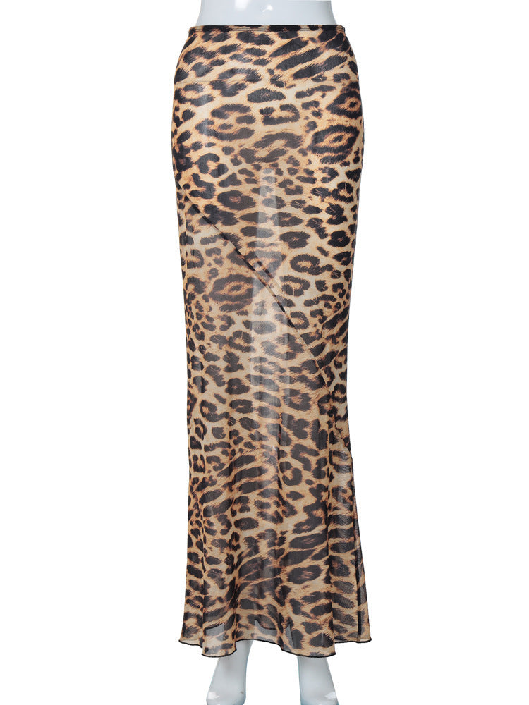 Sexy Chiffon Summer Leopard Mermaid Skirts-Skirts-Leopard-S-Free Shipping Leatheretro
