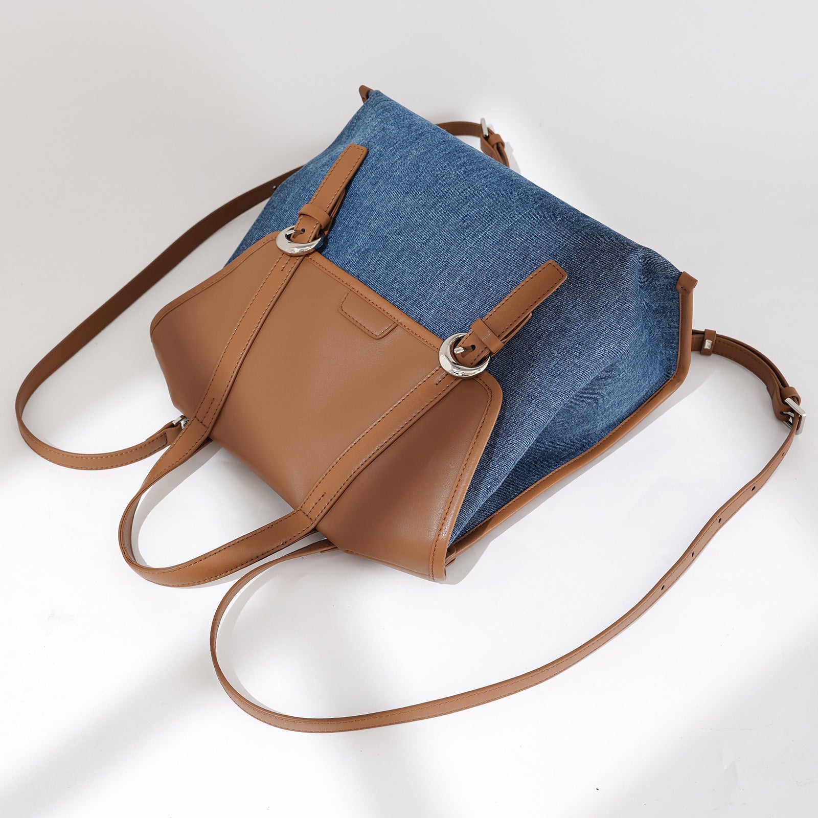 Casual Leather Denim Backpack-Backpack-Blue-Free Shipping Leatheretro