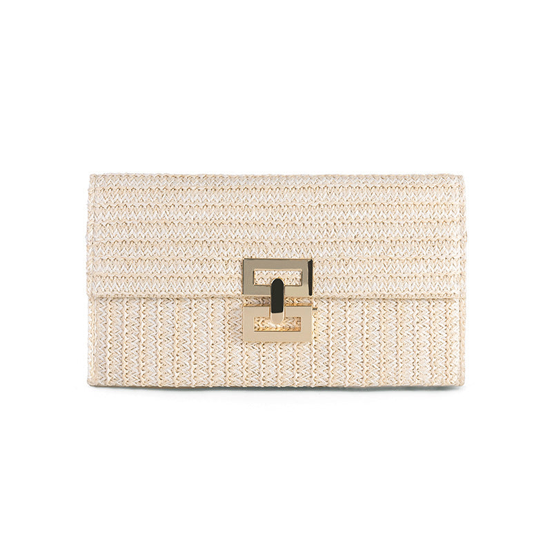 Women's Woven Straw Handbag-apricot-27x15x2CM-Free Shipping Leatheretro