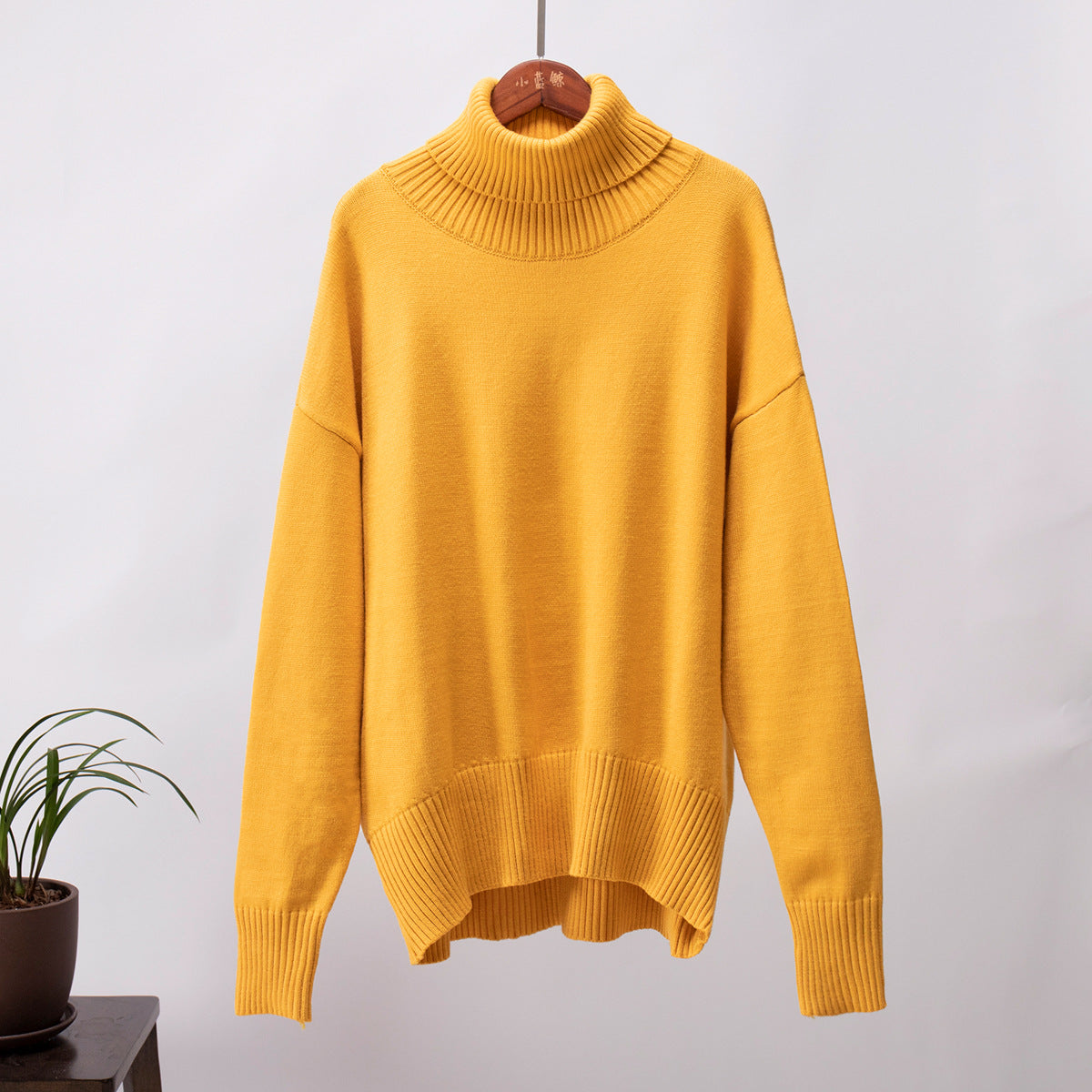 Classical High Neck Knitted Pullover Sweaters-Sweater&Hoodies-Yellow-S-Free Shipping Leatheretro