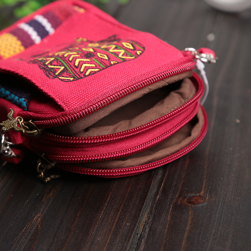 Traditional Chinese Style Ethnic Canvas Crossbody Cellphone Bags-Handbags-Red-Free Shipping Leatheretro