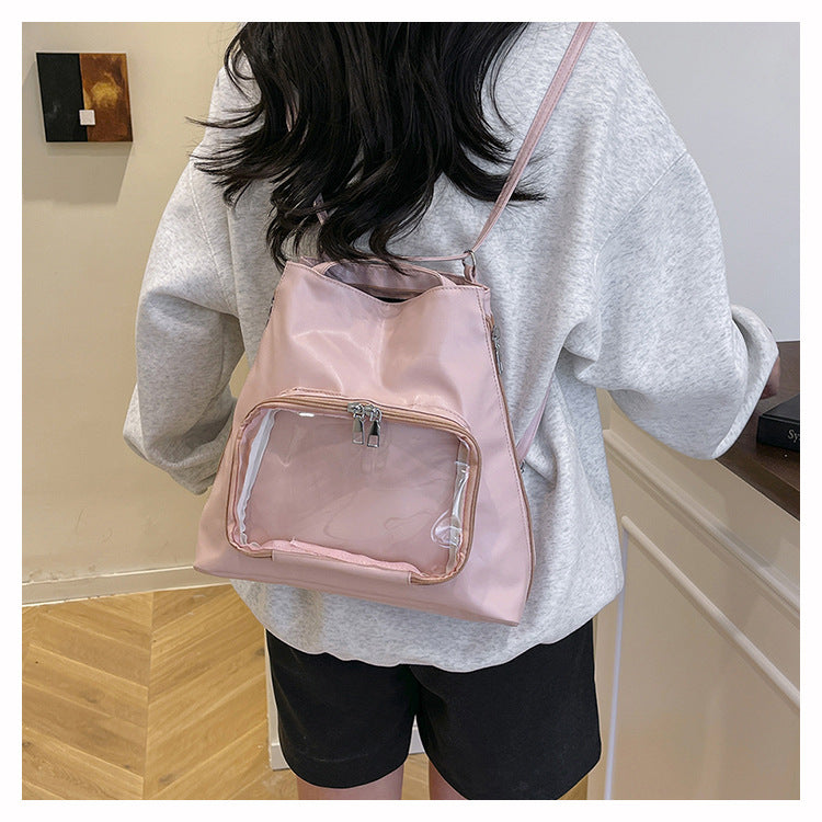 Women's Large Tote Backpack-White-Free Shipping Leatheretro