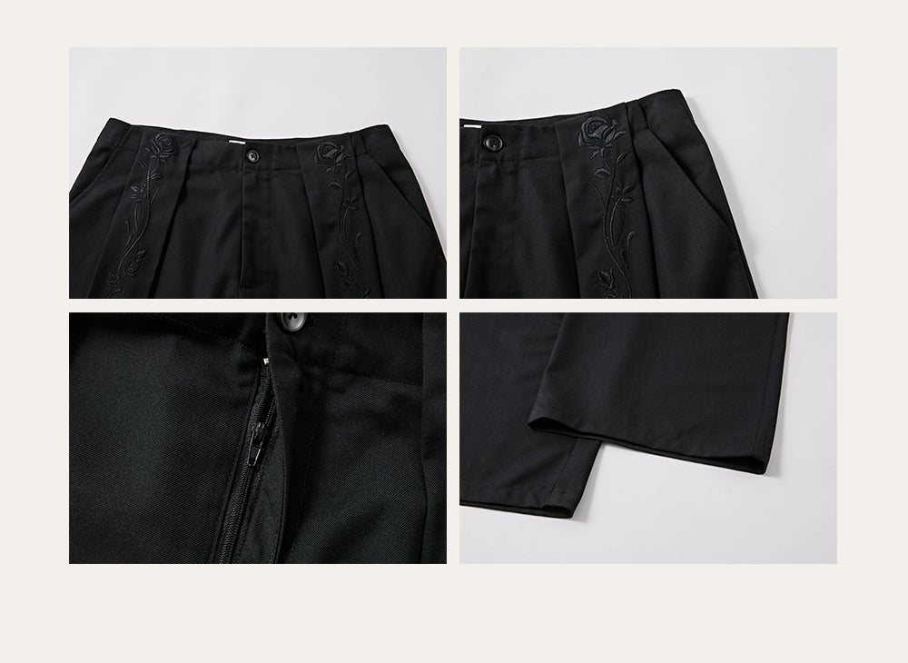 KREATE High-Waisted Wide-Leg Trousers-Black-S-Free Shipping Leatheretro