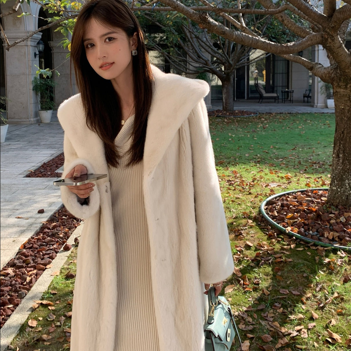 Fashion Women Faux Fur Hoodies Coats for Women-Outerwear-Ivory-S-Free Shipping Leatheretro