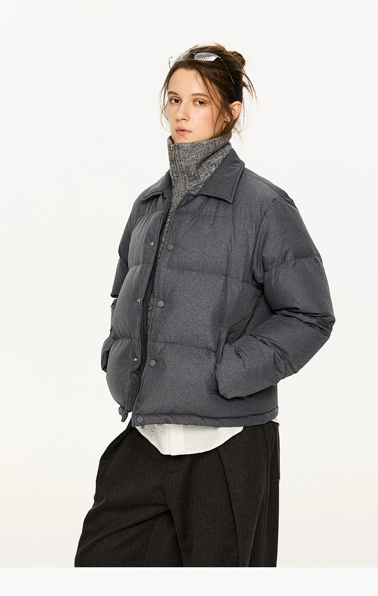 KREATE Men's Two-Tone Knit Collar Down Jacket with 90% Down-Light Blue-S-Free Shipping Leatheretro