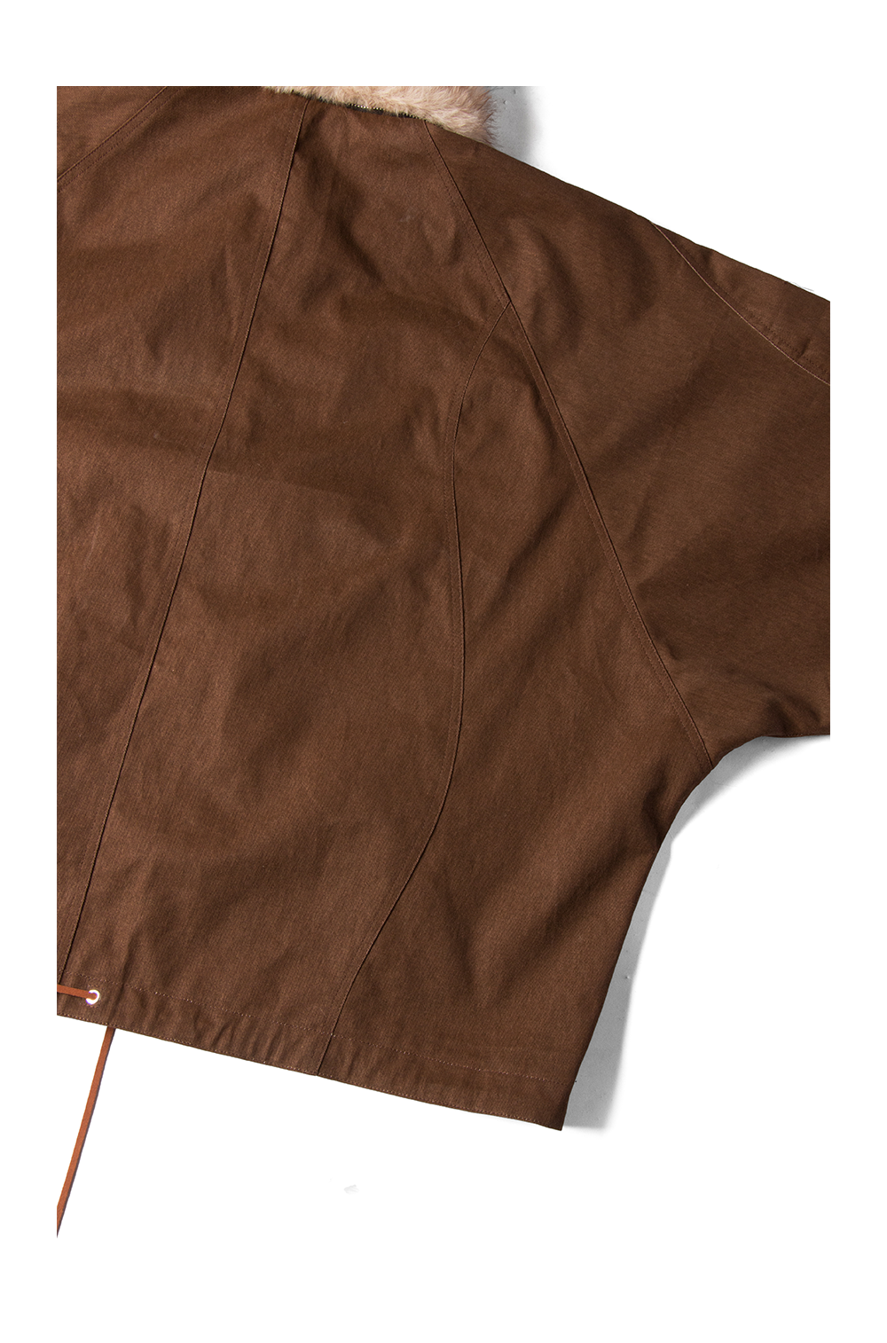 RELABEL Detachable Faux Fur Collar Two-Tone Batwing Sleeve Jacket-Brown-XS-Free Shipping Leatheretro