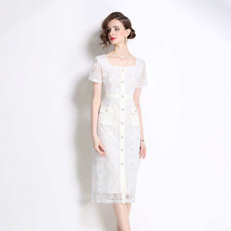 Designed Luxury Elegant Summer Lace Dresses-Dresses-White-S-Free Shipping Leatheretro