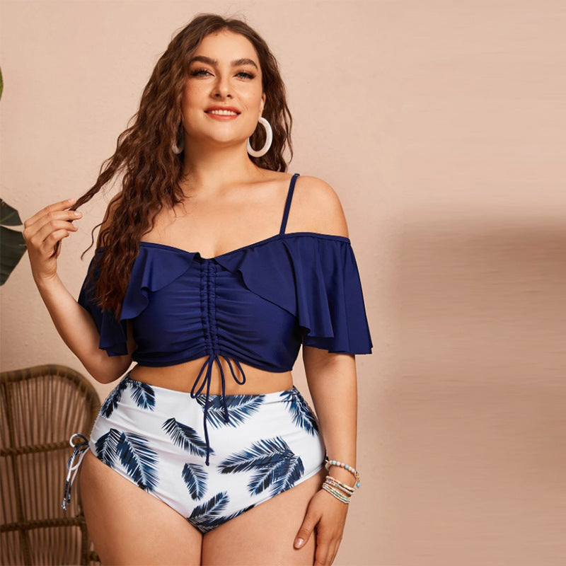 Women High Waist Off The Shoulder Plus Sizes Swimsuits-Swimwear-A-XL-Free Shipping Leatheretro