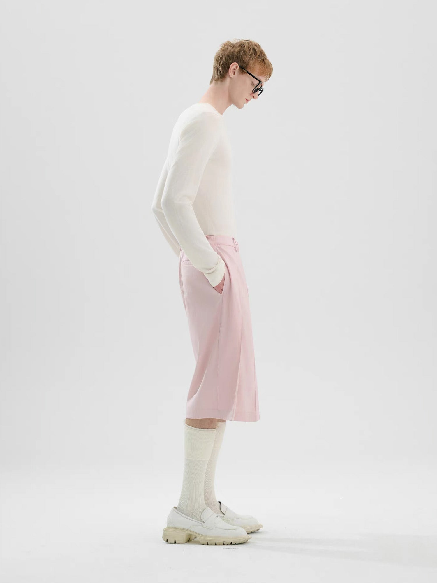 TIWILLTANG Pleated Pinstripe Skirt Shorts Pink/White-Shorts-S-White-Free Shipping Leatheretro