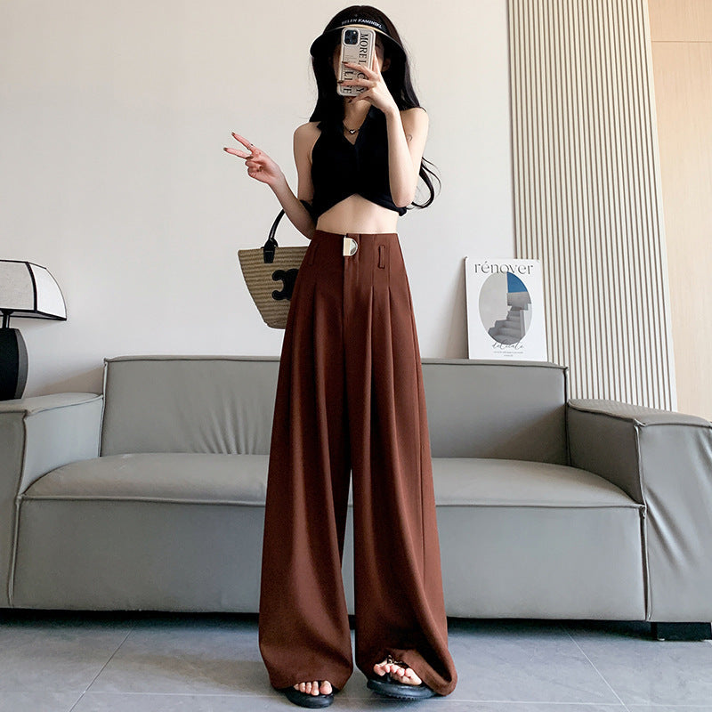 Casual High Waist Loose Long Straight Pants-Pants-Black-S-Free Shipping Leatheretro