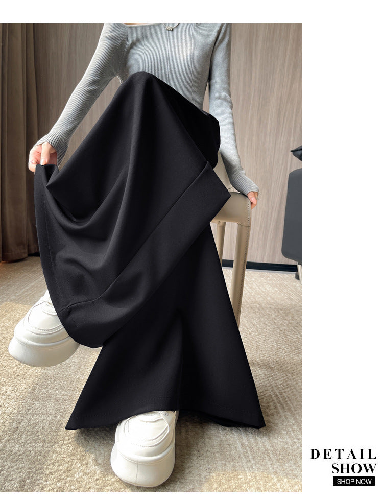 Casual High Waist Loose Wide Legs Straight Pants-Pants-Black-S-Free Shipping Leatheretro