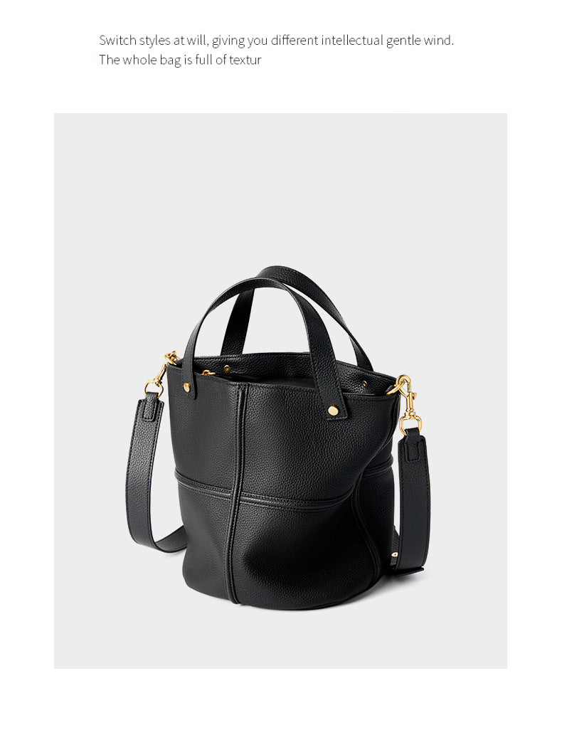 Elegant Genuine Leather Tote Bag-handbags-Black-Free Shipping Leatheretro