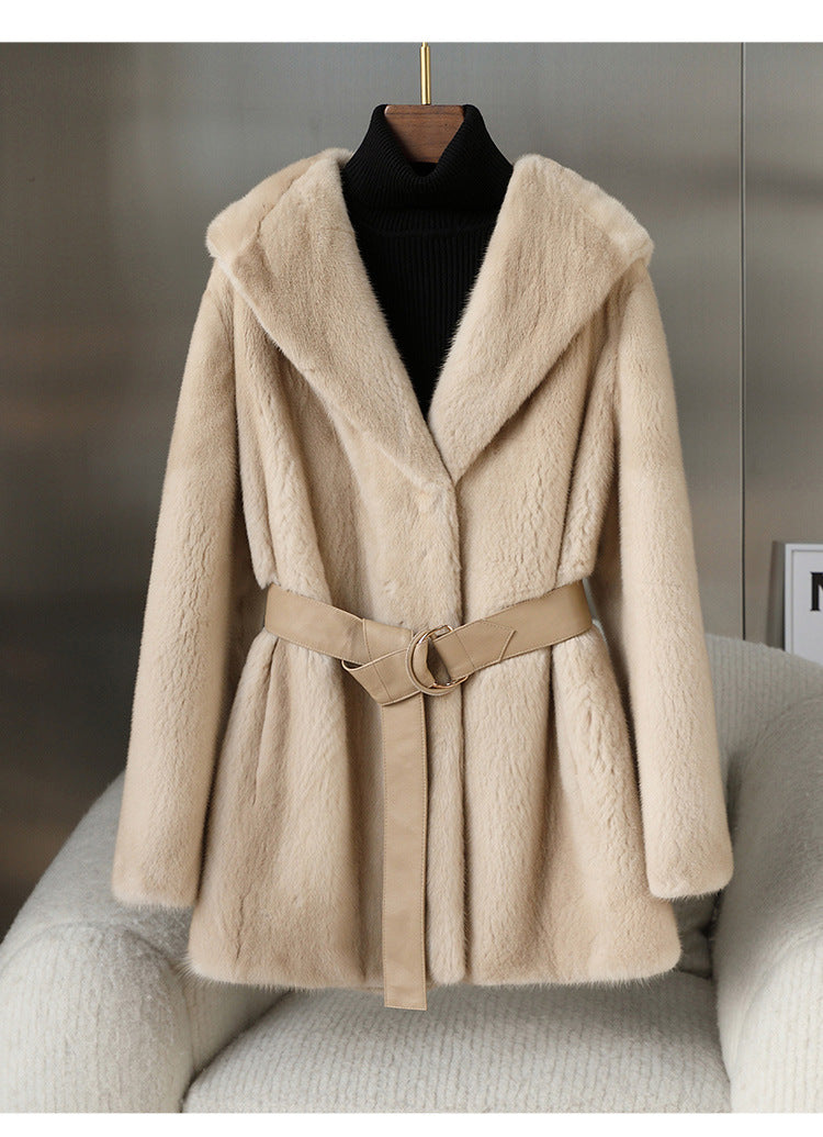 Casual Faux Fur Midi Length Jacket Coats-Coats & Jackets-Khaki-S-Free Shipping Leatheretro