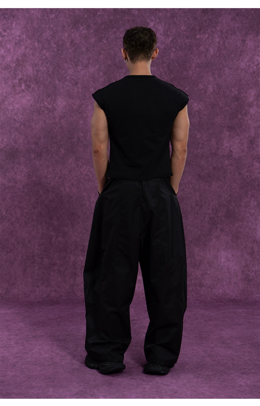 CLP Men's Wide Leg Cargo Joggers-White-M-Free Shipping Leatheretro