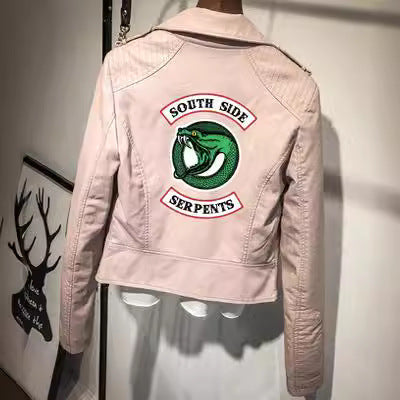 Riverdale Serpents Faux Leather Jacket-Two-headed snake pink.-S-Free Shipping Leatheretro