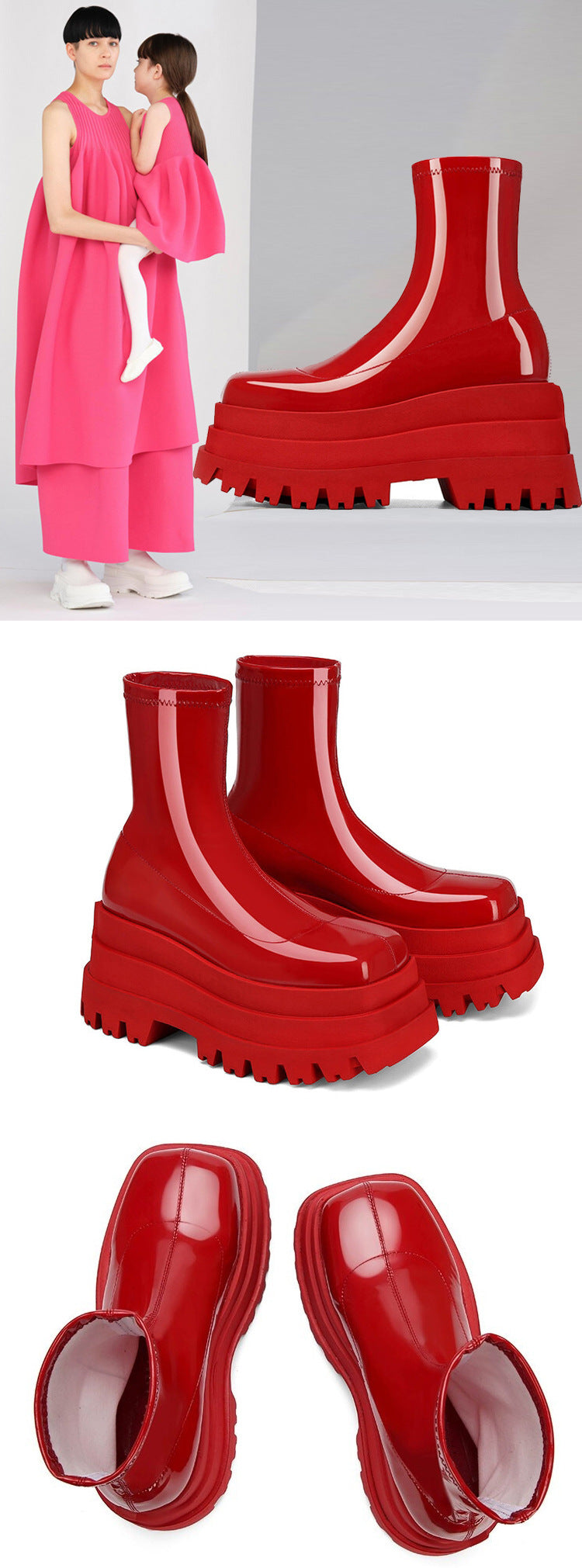 Fashion Street Style Women Plus Sizes Short Boots-boots-Red-35-Free Shipping Leatheretro