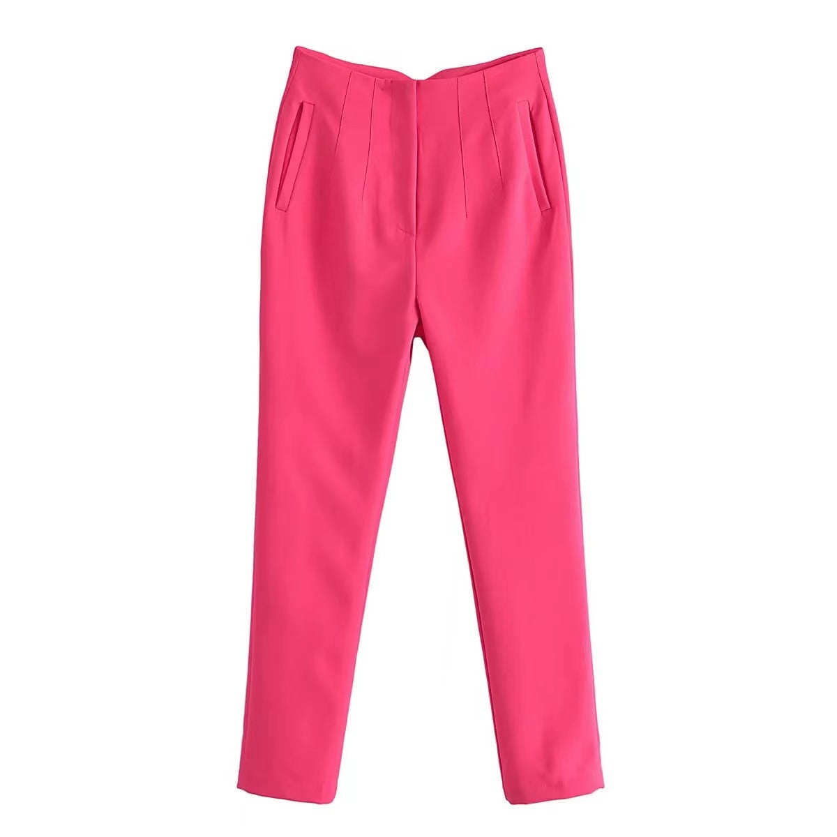 Casual Straight Women Pants-pants-Rose Red-S-Free Shipping Leatheretro