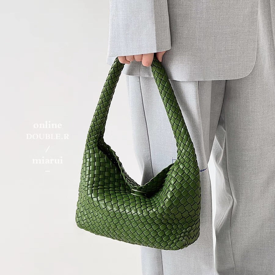 Handwoven Faux Leather Women's Bag – Stylish Crossbody Handbag-Avocado green + change purse-Free Shipping Leatheretro