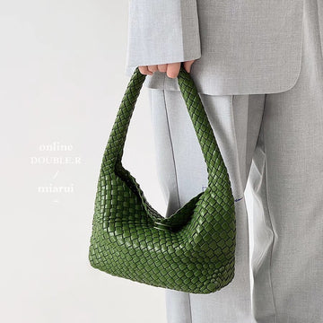 Handwoven Faux Leather Women's Bag – Stylish Crossbody Handbag-Avocado green + change purse-Free Shipping Leatheretro