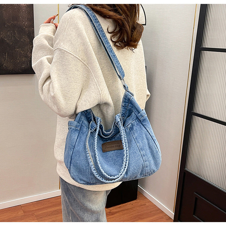 Denim Tote Bag for Women-Canvas Bag-Dark Blue-Free Shipping Leatheretro