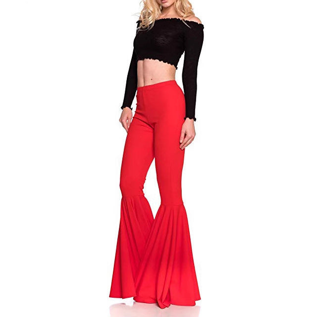 Sexy High Waist Mermaid Flare Pants-Pants-White-S-Free Shipping Leatheretro