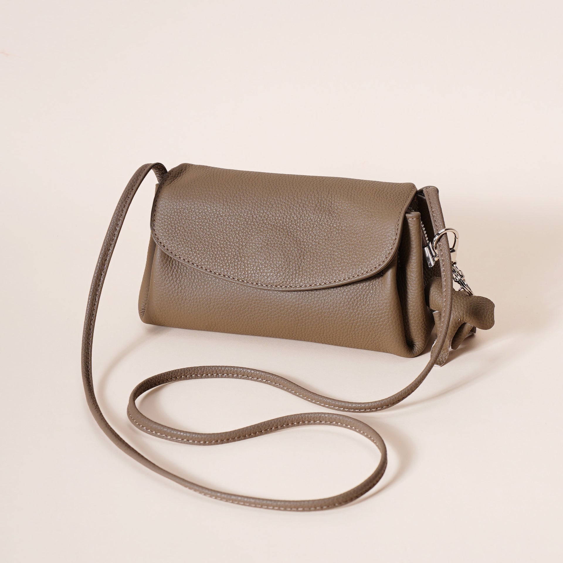 Women's Genuine Leather Crossbody Bag-Apricot-21 cm (L) × 7 cm (W) × 12 cm (H) / 8.3 in (L) × 2.8 in (W) × 4.7 in (H)-Free Shipping Leatheretro