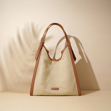 Oversized Boho Cotton Linen Tote Bag – Minimalist Shoulder Bag for Women-flax brown-Free Shipping Leatheretro
