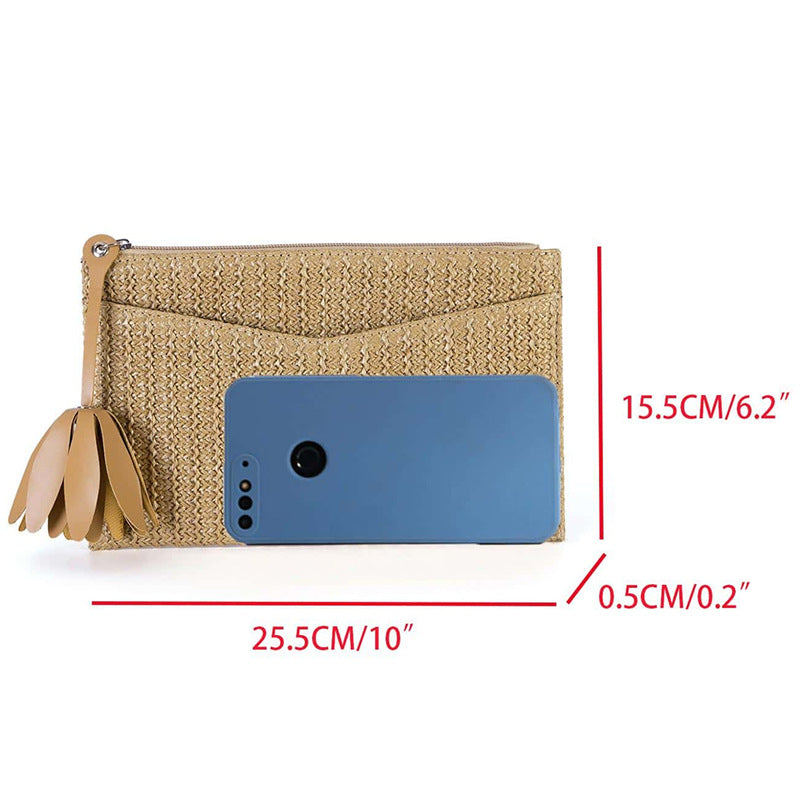 Vacation Style Straw Woven Handbag – Boho Chic Small Clutch-Apricot-25x15x0.5CM-Free Shipping Leatheretro